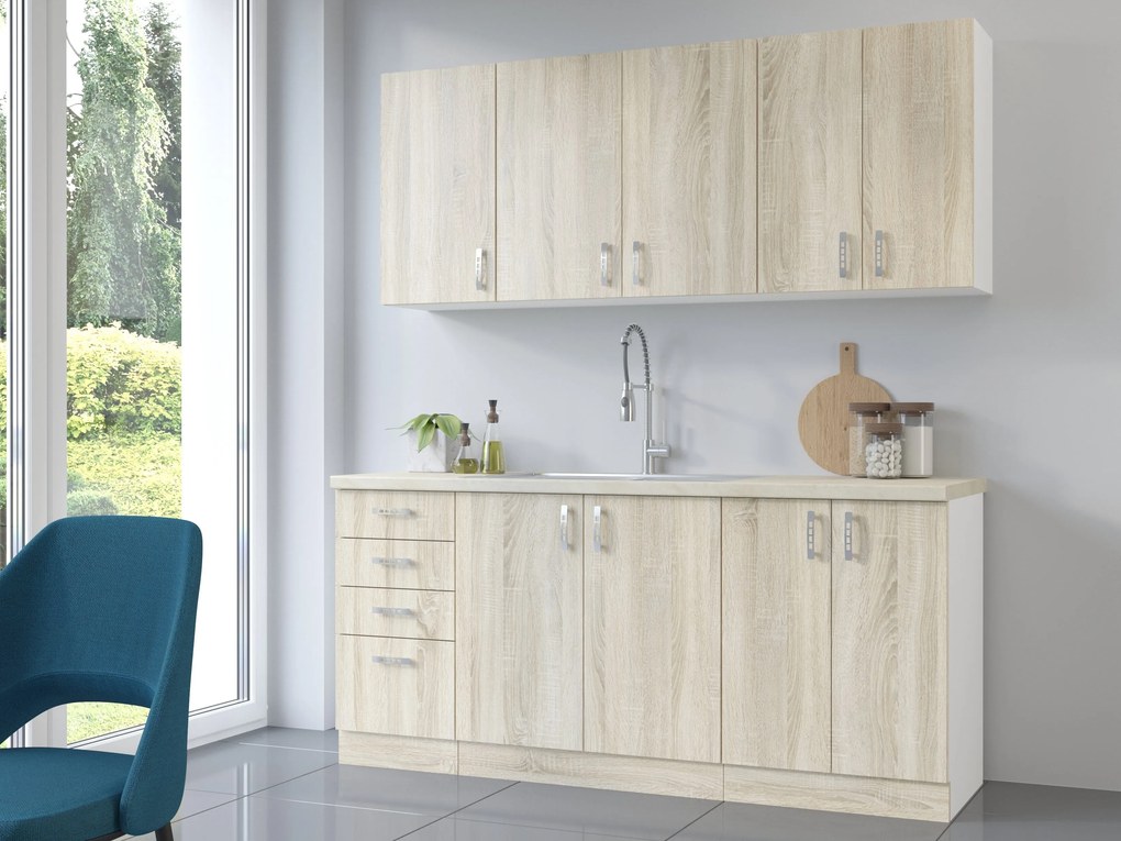 Dulap de bucătărie pentru alimente Sylrona 40 DK 210 2F (alb + stejar sonoma). 1032964