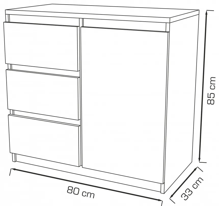 Comoda Washington 3S1F albă