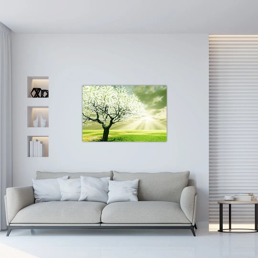 Tablou cu copaci pe luncă (90x60 cm)