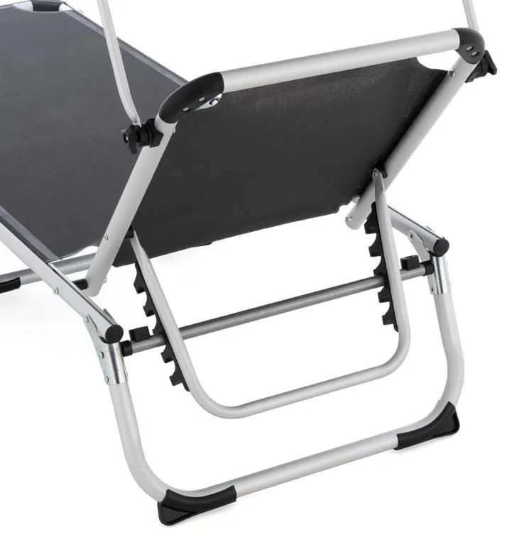 Șezlong de grădină, pliabil, baldachin, antracit 187 cm