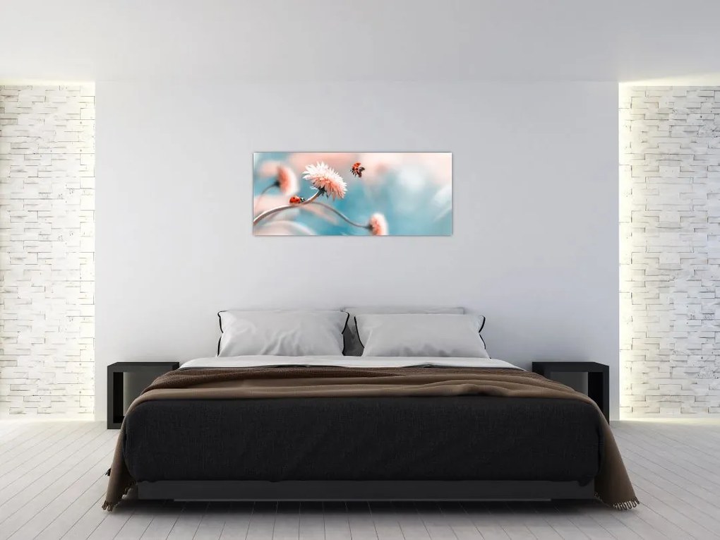 Tablou - Buburuze pe floare (120x50 cm)