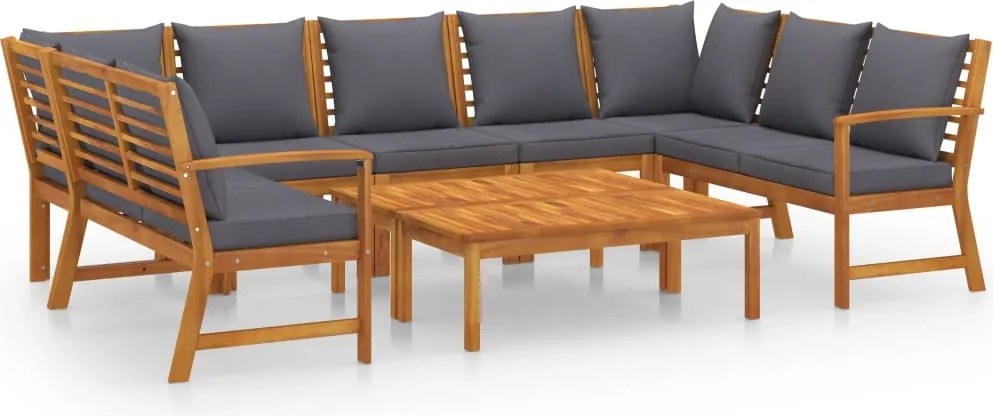 vidaXL Set mobilier grădină cu perne, 9 piese, lemn masiv de acacia