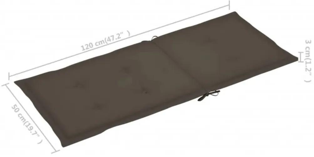 Scaune gradina pliabile cu perne, 6 buc., lemn masiv acacia 6, Gri taupe, 120 x 50 x 3 cm