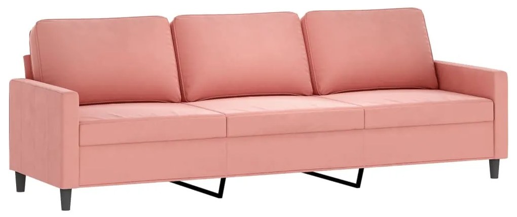 348768 vidaXL Canapea cu 3 locuri, roz, 210 cm, catifea
