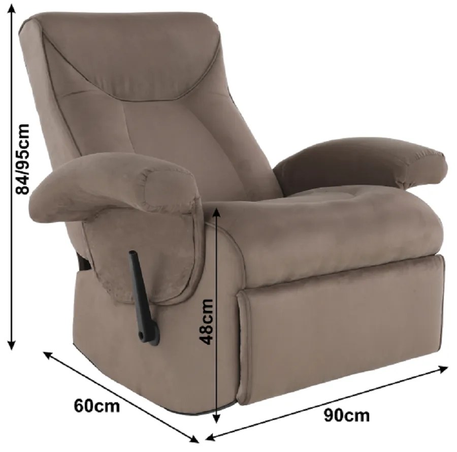 Fotoliu relaxant, cu funcţie electrică de vibraţie, textil gri maronie, SUAREZ