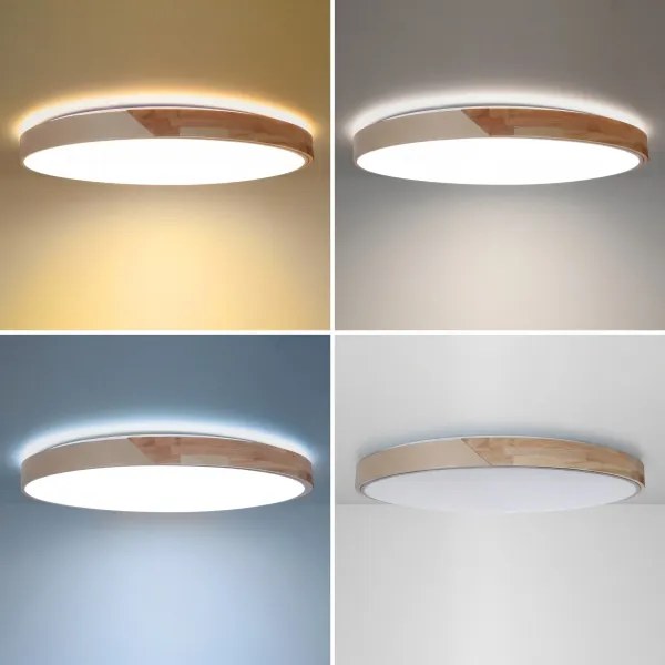 BRILAGI - Corp de iluminat LED dimabil PILANA LED/72W/230V stejar/bej Ø 80 cm + telecomandă
