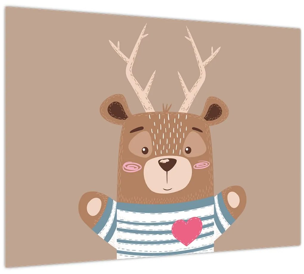 Tablou pe sticlă - Cerb în cămașă cu dungi (70x50 cm)