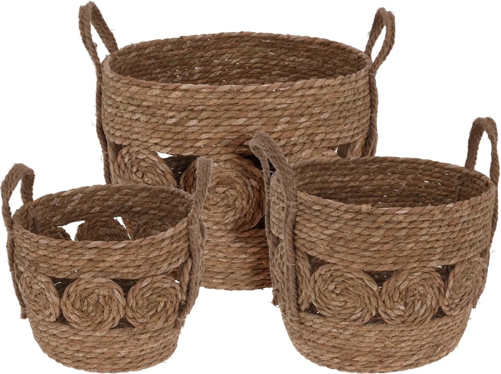 Cos impletit Rondo din fibre naturale 23x17 cm