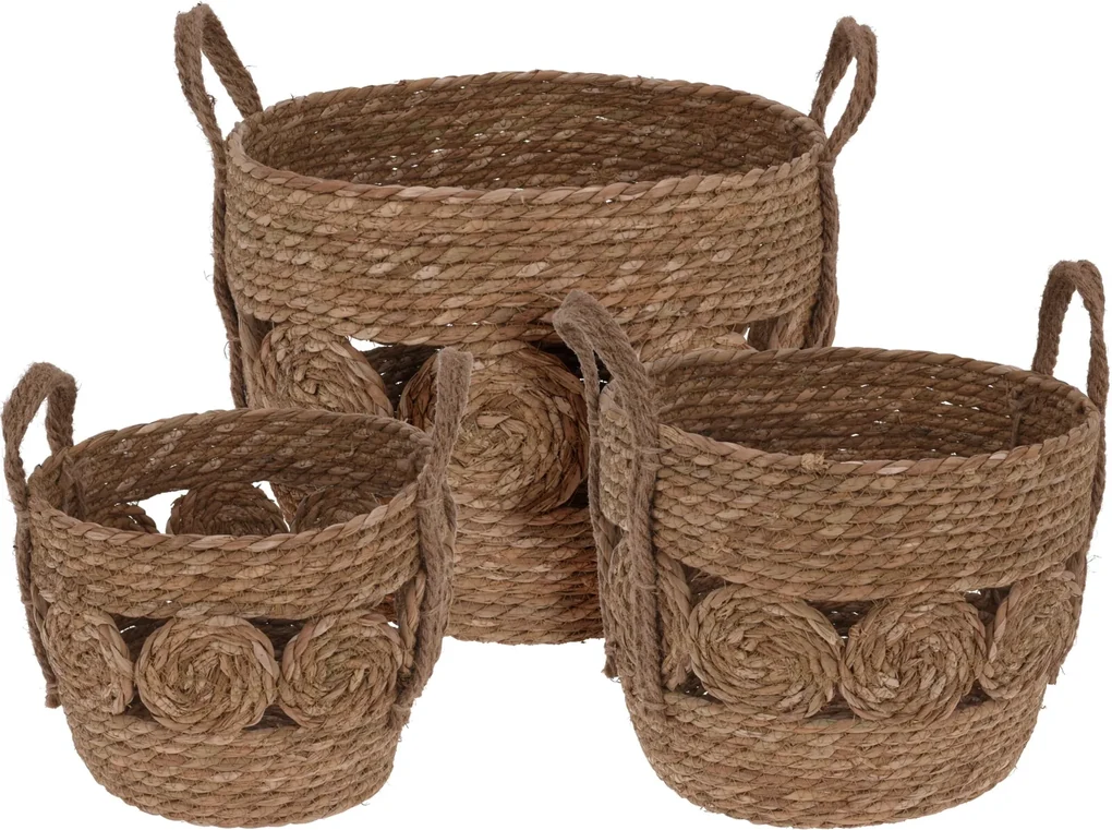Cos impletit Rondo din fibre naturale 23x17 cm