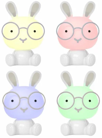 Veioză LED RGBW dimabilă de veghe pentru copii 2,5W/230V alb iepuraș