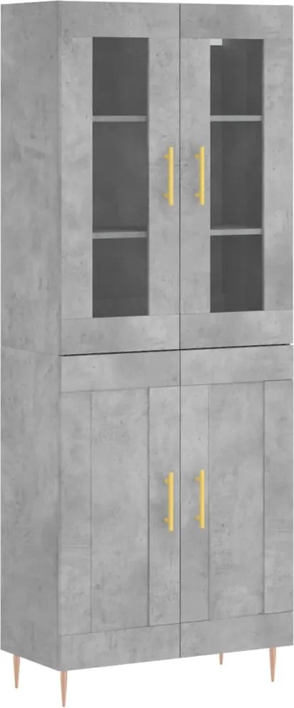 vidaXL Dulap înalt, gri beton, 69,5x34x180, lemn compozit