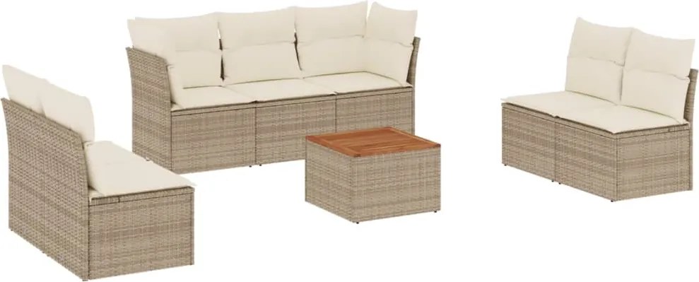 vidaXL Set canapele de grădină, 8 piese, cu perne, bej, poliratan