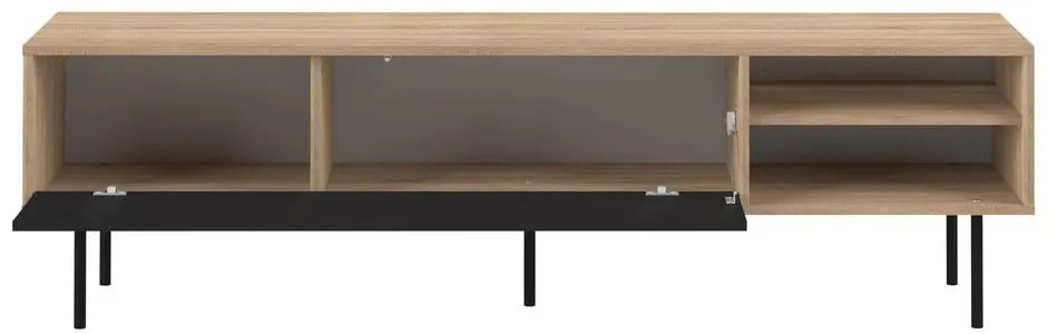 Comodă TV negru-natural cu aspect de lemn de stejar 165x40 cm Ampère – TemaHome