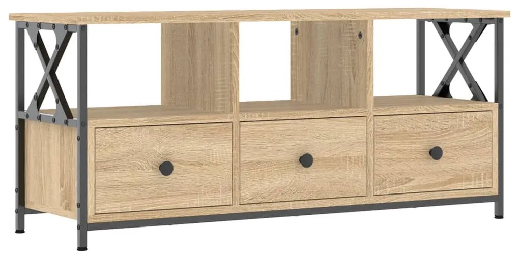 831789 vidaXL Comodă TV, stejar sonoma, 102x33x45 cm, lemn prelucrat & fier