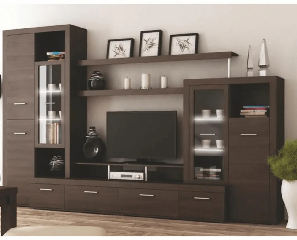 Zondo Mobilier living Adah New (wenge luisiana) (cu iluminat). 772058