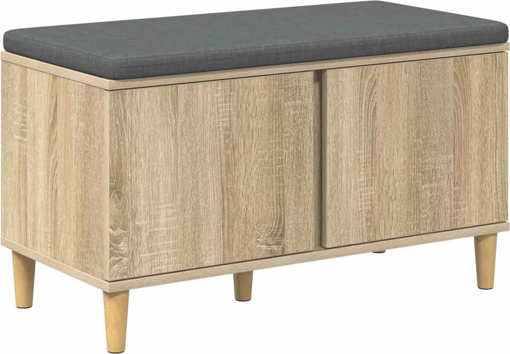 vidaXL Bancă pentru hol cu pernă cu ușă Stejar Sonoma 80 x 38 x 46 cm