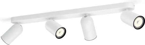 Philips - Spot LED RGBW, reglabil, 4x GU10 / 4,8 W / 230 V / 3000 K, alb + telecomandă