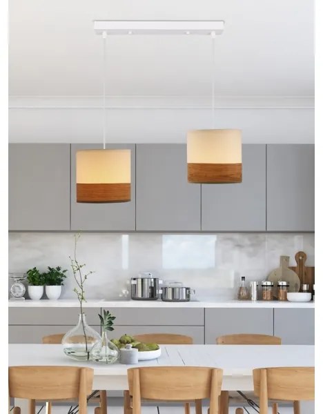 Lustră pe cablu BIANCO 2xE27/40W/230V alb/maro