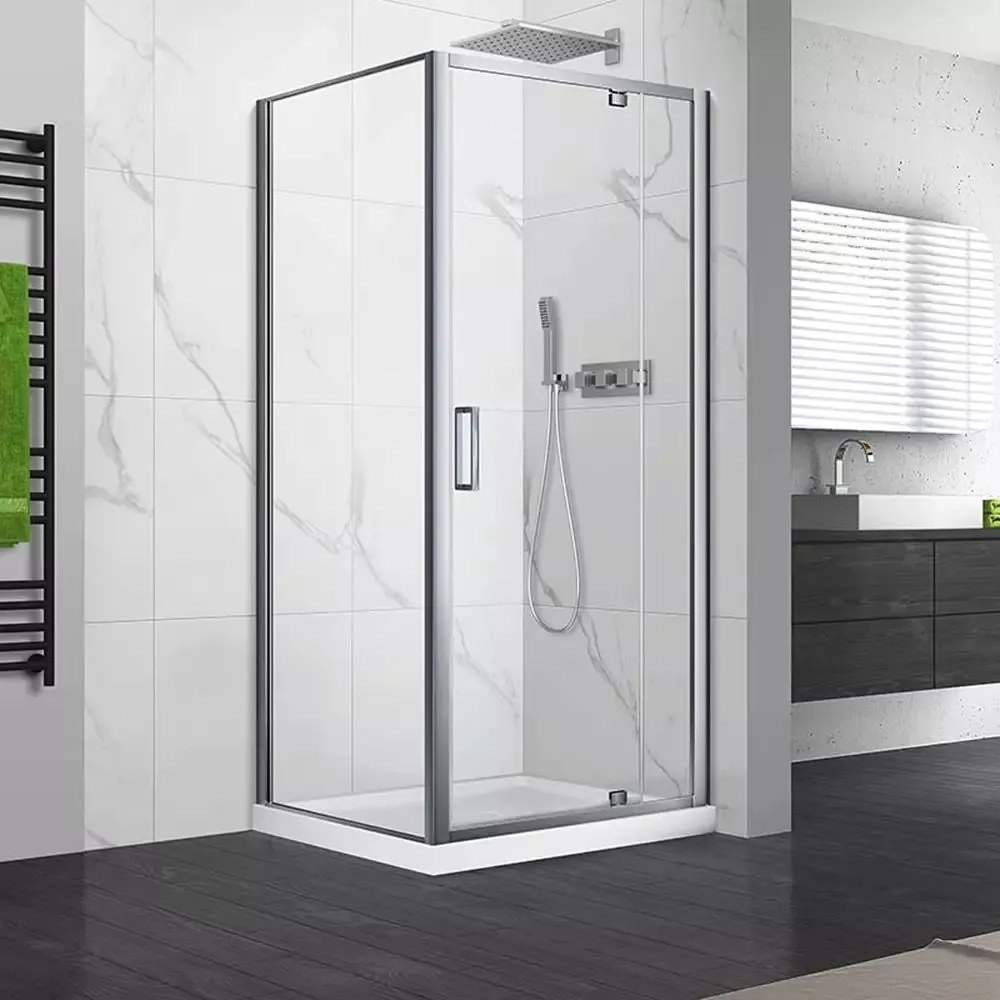 Cabina de dus dreptunghiulara Fluminia Anda cu usa pivotanta 100x80 cm crom