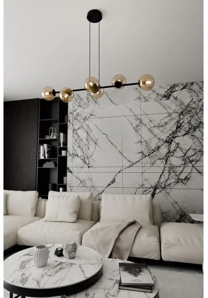 Lustră pe cablu ROSSI 6xE14/10W/230V negru/bej