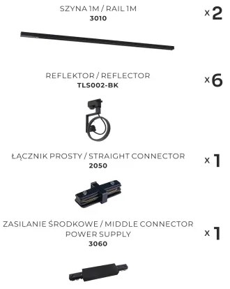 Spot în sistem de șină Zuma Line 3028 MASTER 6xGU10/10W/230V negru