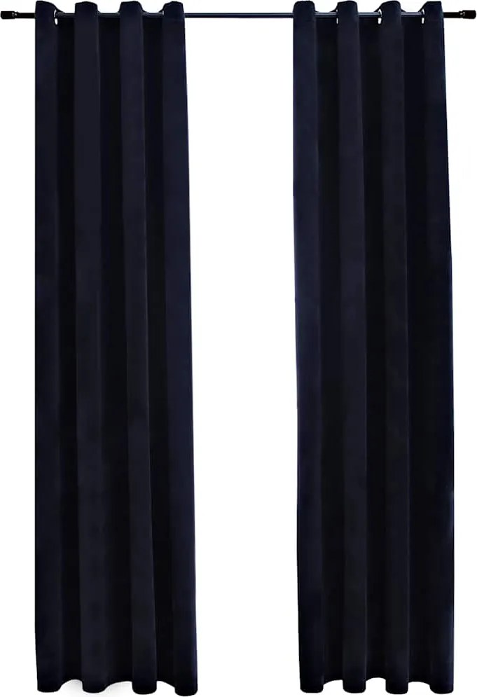 vidaXL Draperii opace cu inele, 2 buc., negru, 140 x 245 cm, catifea