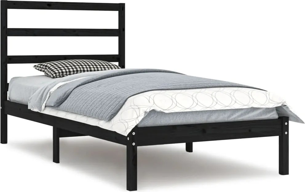 vidaXL Cadru de pat, 100x200 cm, negru, lemn masiv de pin