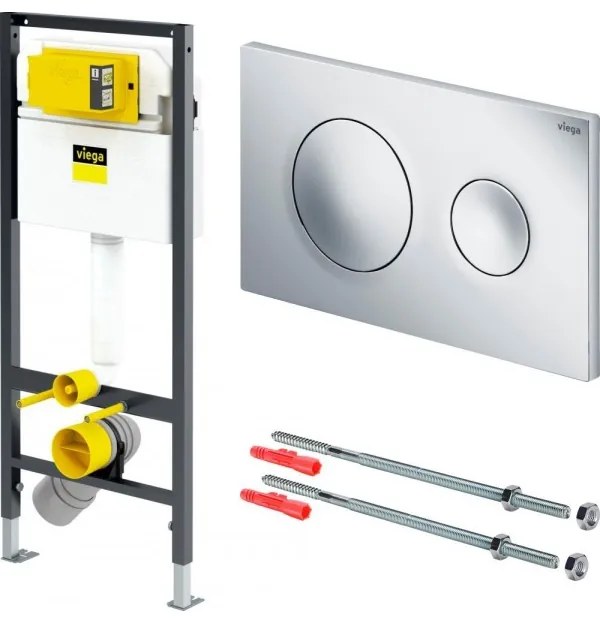 Set rezervor incastrat si cadru bideu, Viega Prevista, clapeta Style 20 crom si set de fixare, 792855+76442