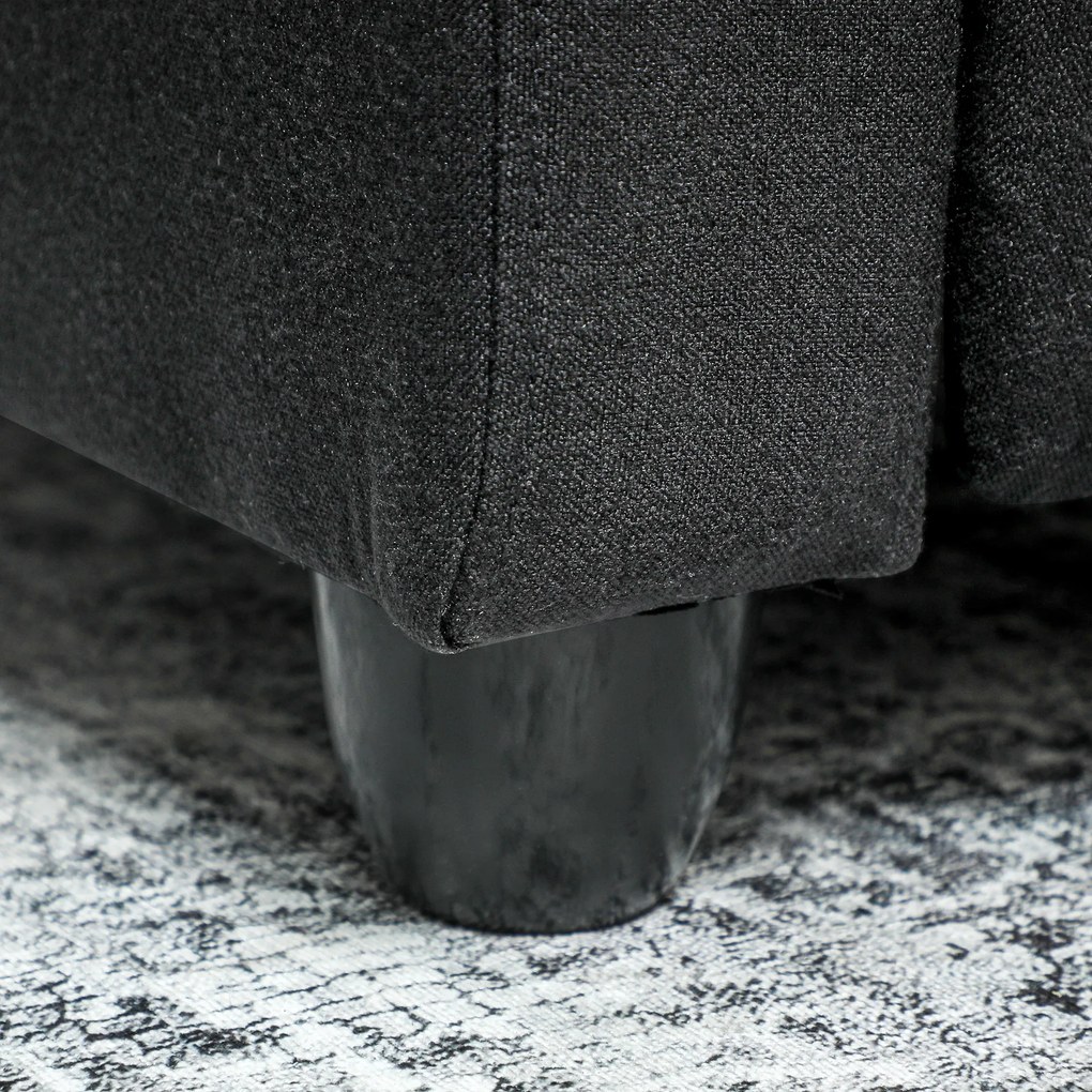 HOMCOM Fotoliu de Relaxare Reclinabil Manual cu Suport pentru Picioare din Țesătură Neagră | Aosom Romania