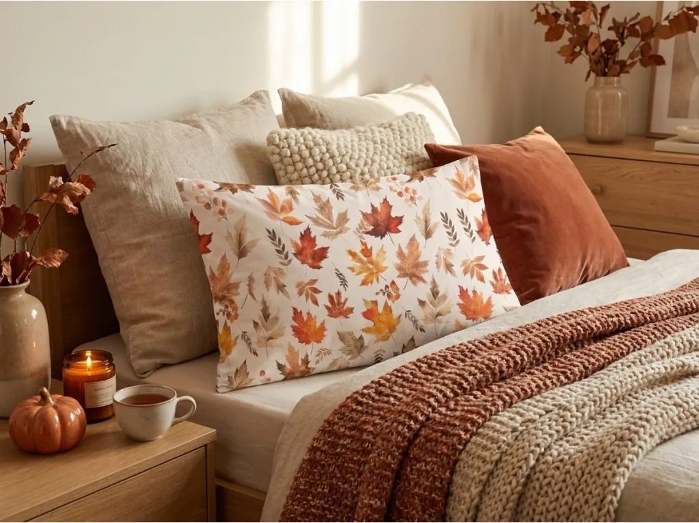 Fata de perna din flanel LEAVES & PUMPKINS 50x70 cm, colorat