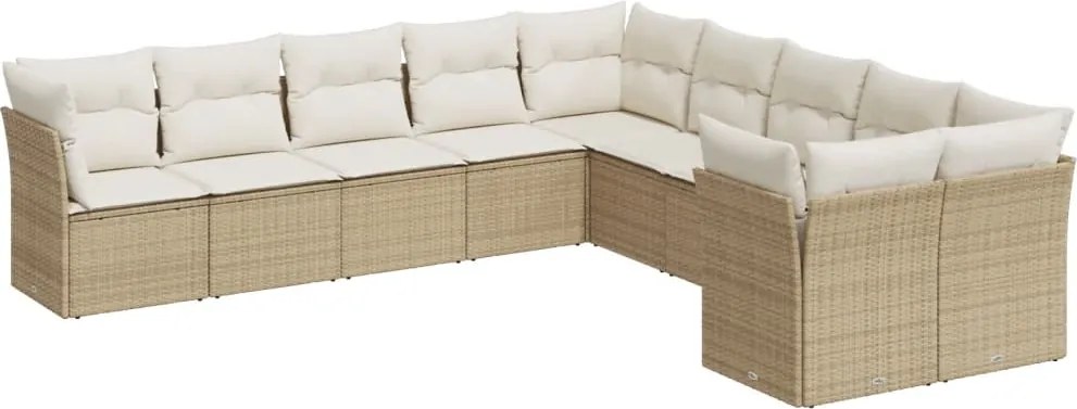 vidaXL Set canapele de grădină cu perne, 10 piese, bej, poliratan