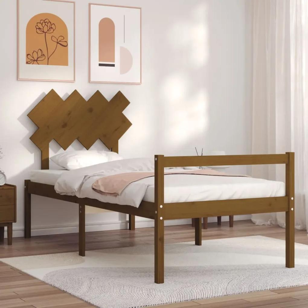 3195534 vidaXL Cadru de pat cu tăblie, maro miere, 90x200 cm, lemn masiv