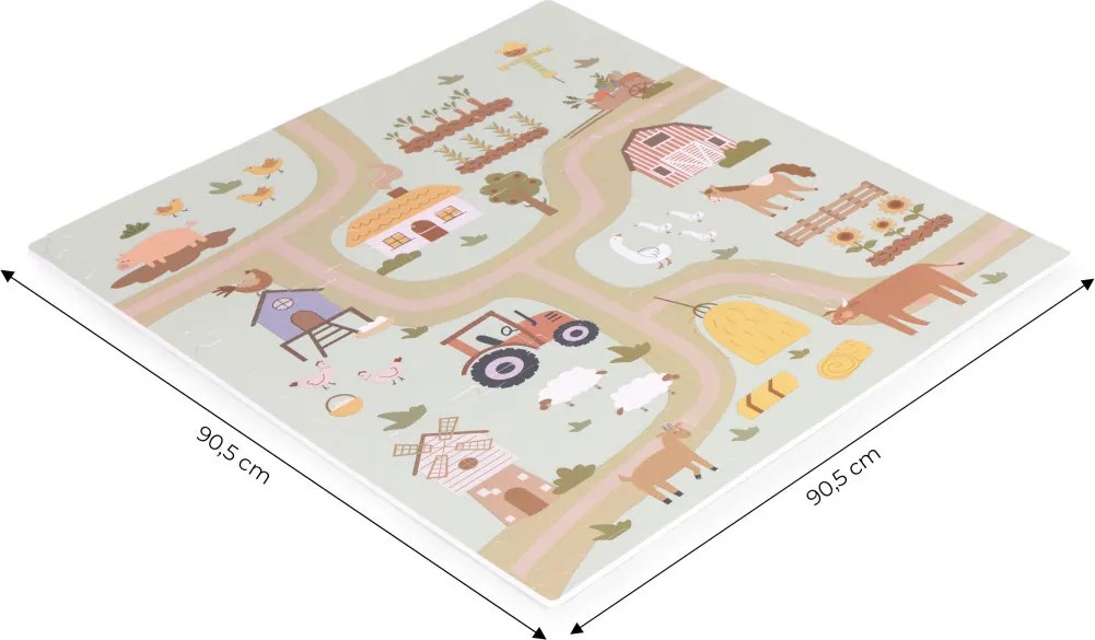 Covor de joacă din spumă EVA pentru copii Farm 90,5x90,5 cm 21 bucăți