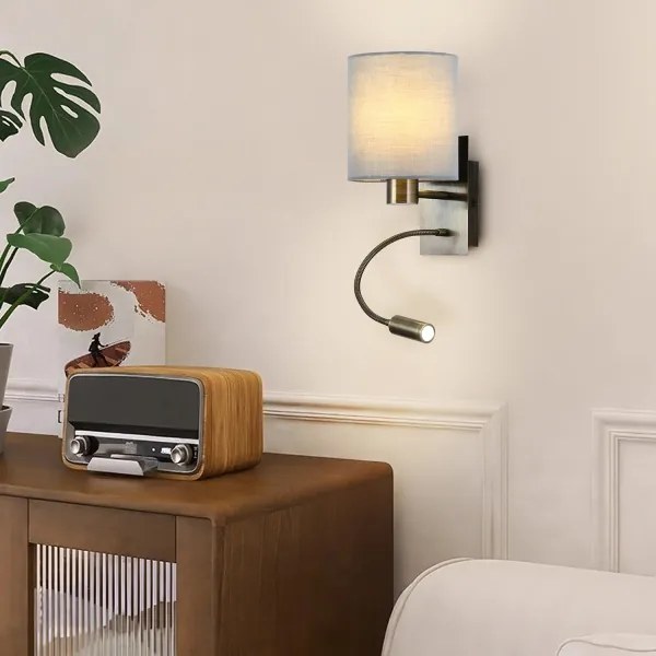 Lampă LED flexibilă de perete Brilagi NUBILA 1xE27/25W/230V + LED/3W alamă/crem