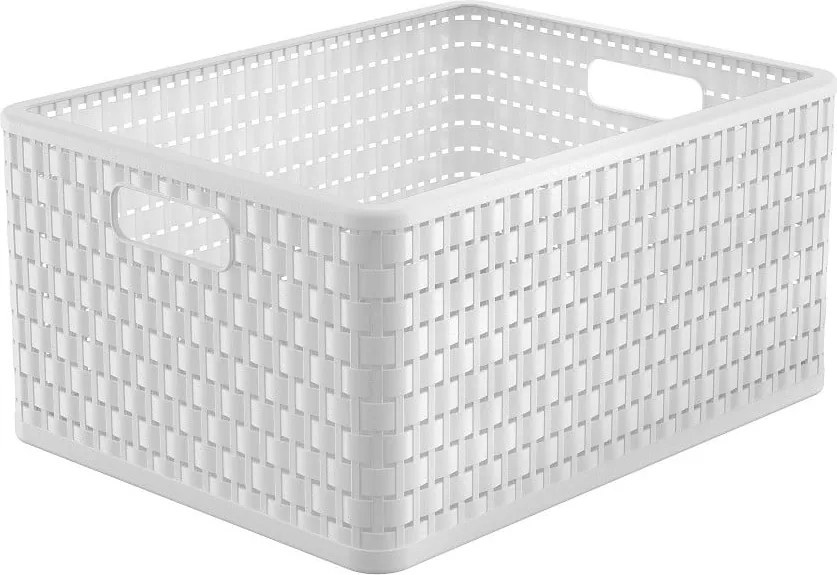 Coș de depozitare din plastic reciclat alb Country - Rotho