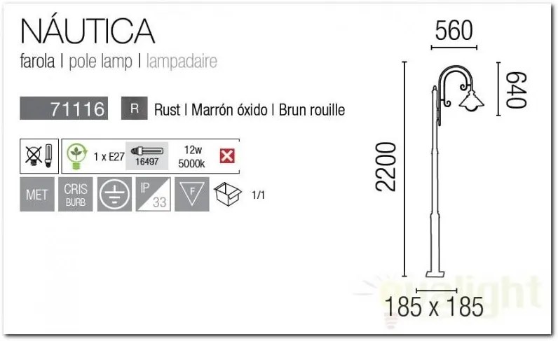 Stalp exterior inaltime 220cm Nautica 71116