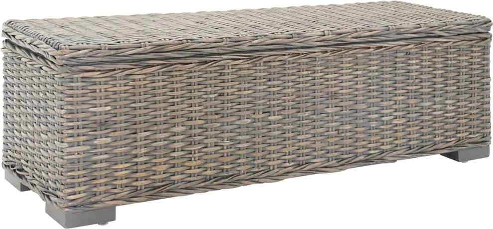 vidaXL Ladă depozitare gri 110 cm ratan kubu natural/lemn masiv mahon