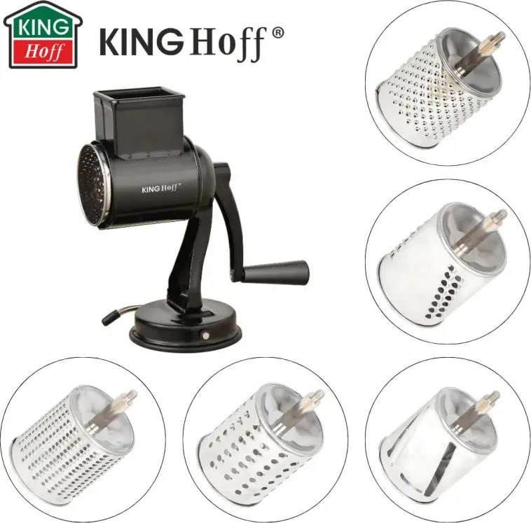 Kinghoff rabotat rotativ KH 1951, 5 atașamente detașabile, Oțel inoxidabil, Negru