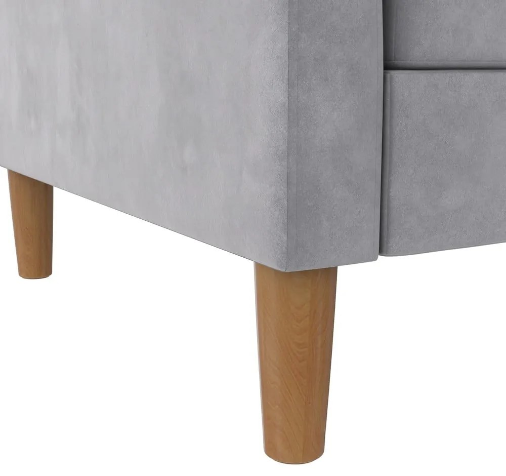 Colțar gri deschis cu tapițerie din catifea Lilly – Støraa