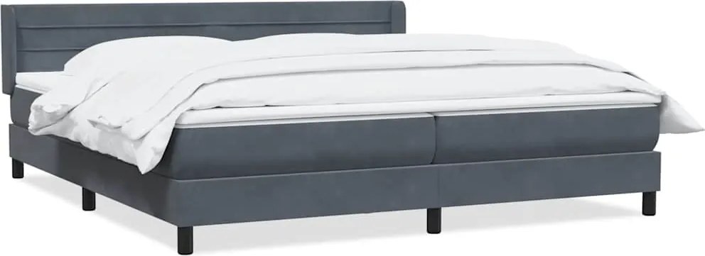 vidaXL Pat box spring cu saltea, gri închis, 180x210 cm, catifea
