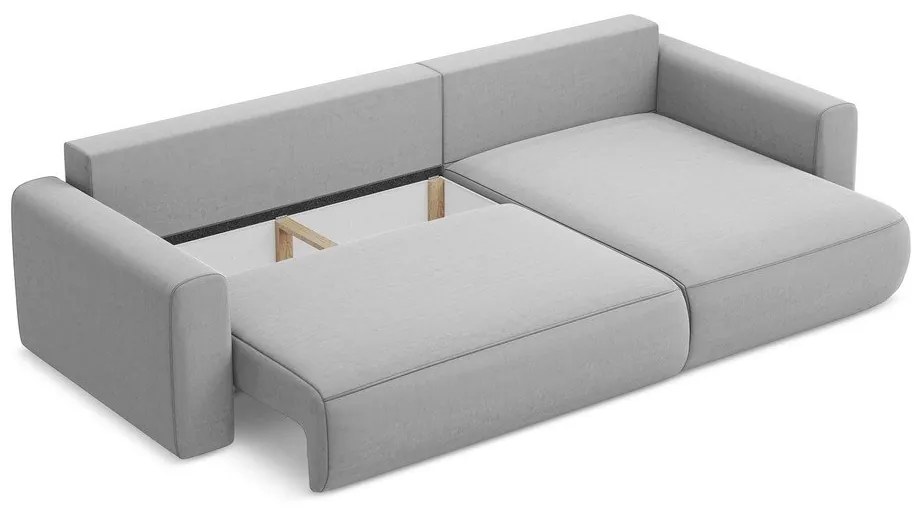 Colțar gri deschis extensibil/cu spațiu de depozitare cu tapițerie din catifea (cu colț pe partea dreaptă/cu șezlong) Kapua – Makamii