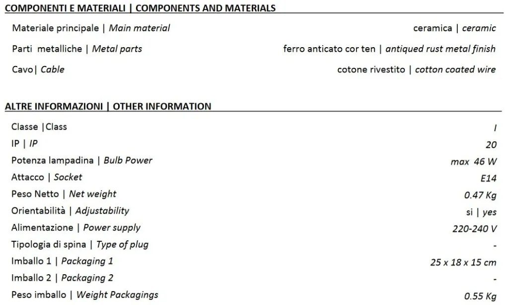 Aplica de perete design retro realizat manual din ceramica LOFT
