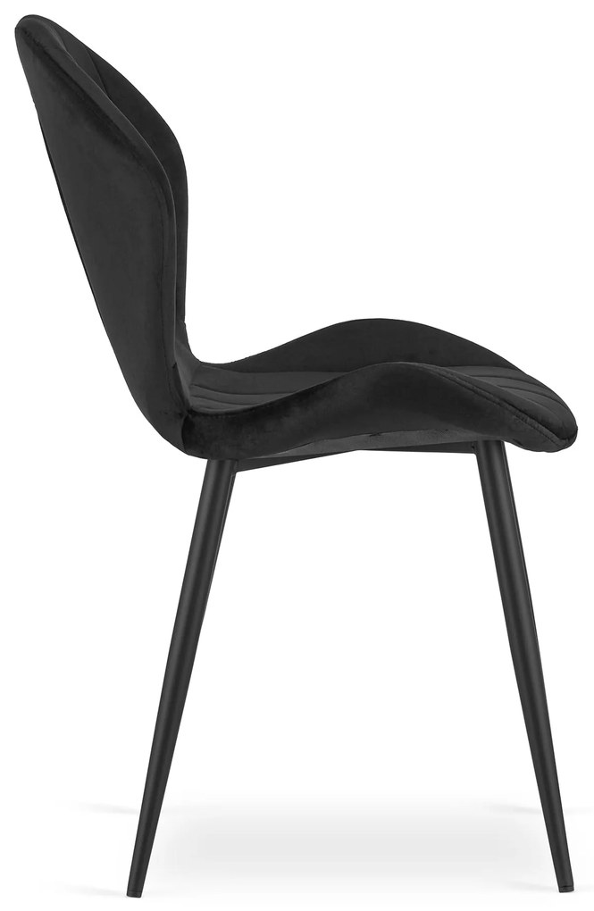 Scaun de masa din catifea neagra cu picioare negre, TERNI