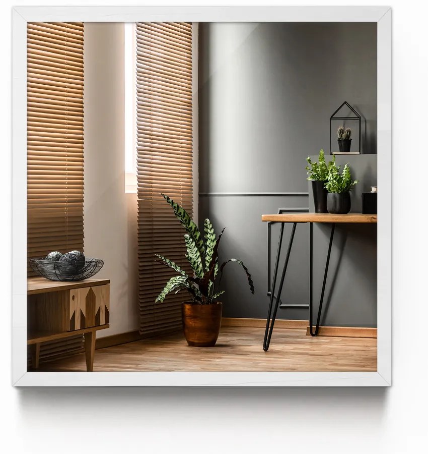 Oglinda decorativa dreptunghiulara cadru din MDF alb 70x50 cm