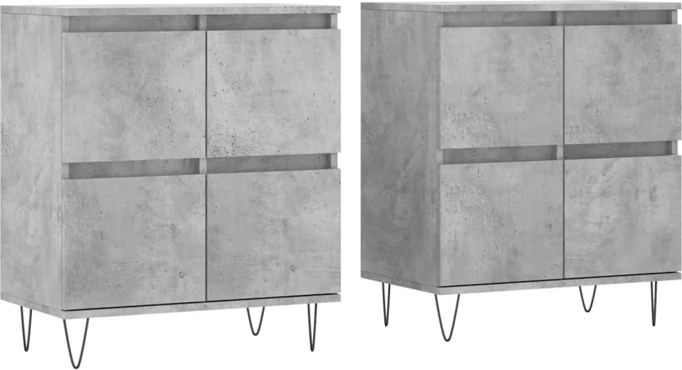 vidaXL Servante, 2 piese, gri beton, lemn prelucrat