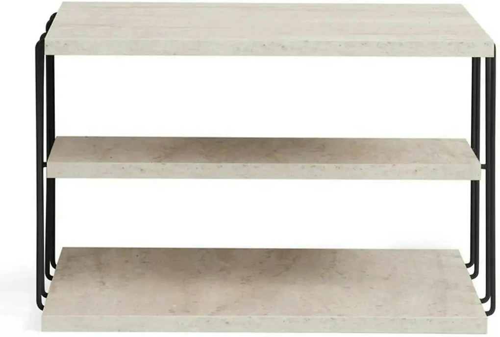 Masuta LIFON, bej/negru, PAL melaminat/metal, 50x40x33 cm