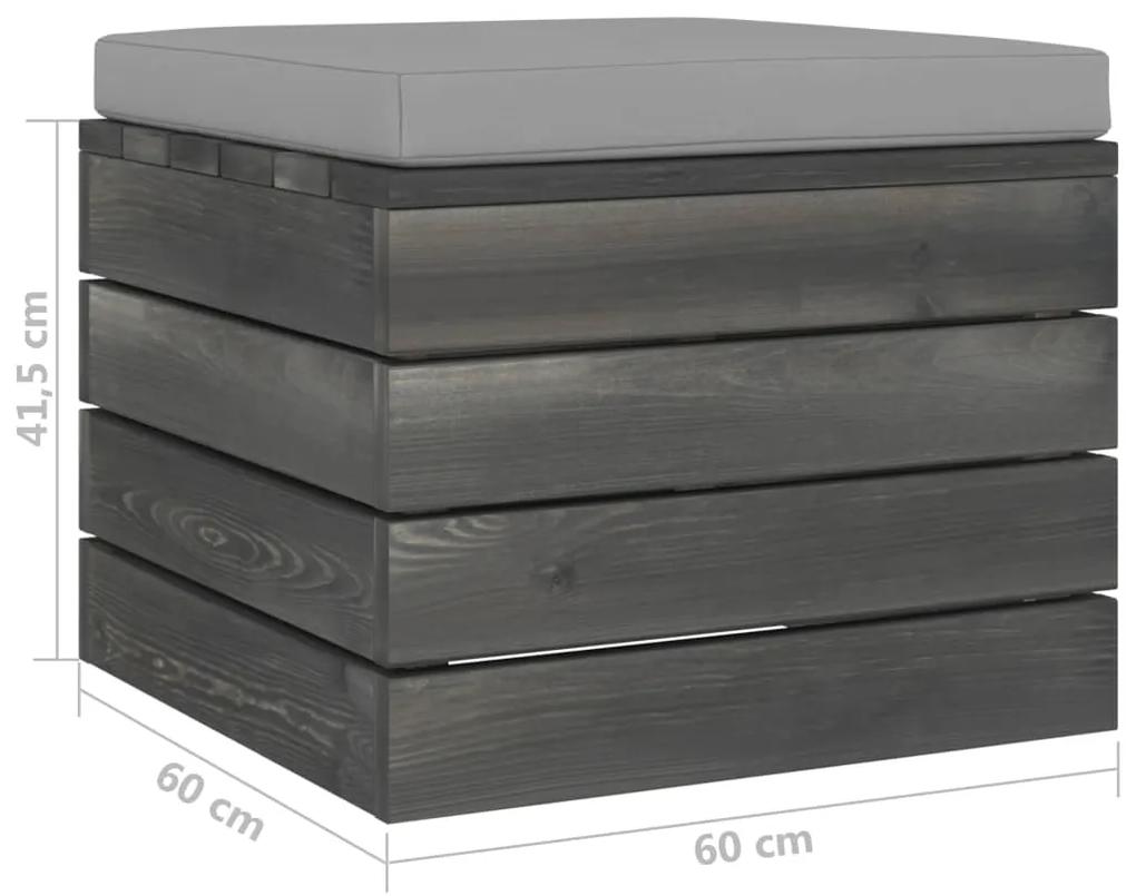 Set mobilier gradina paleti cu perne, 7 piese, lemn masiv pin Gri, 7