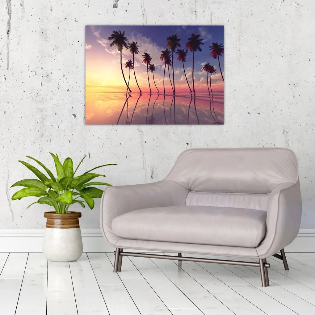 Tablou cu palmieri deasupra mării (70x50 cm)