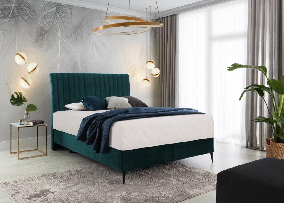 Pat tapitat, boxspring, 140x200 cm, Blanca 1, Eltap (Culoare: Verde)