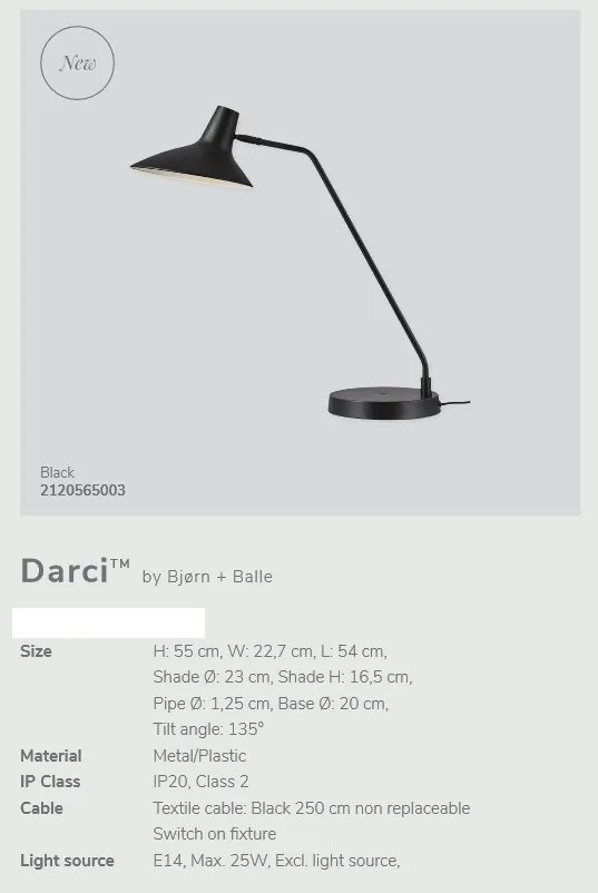 Veioza, lampa de masa design modern Darci 2120565003 NL